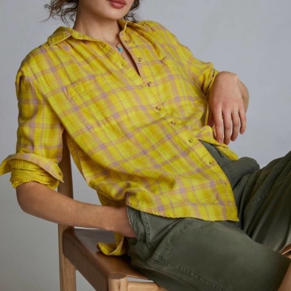 Anthropologie Seen Worn Kept Romy Button Down Blouse Top Shirt 8 - Picture 7 of 9